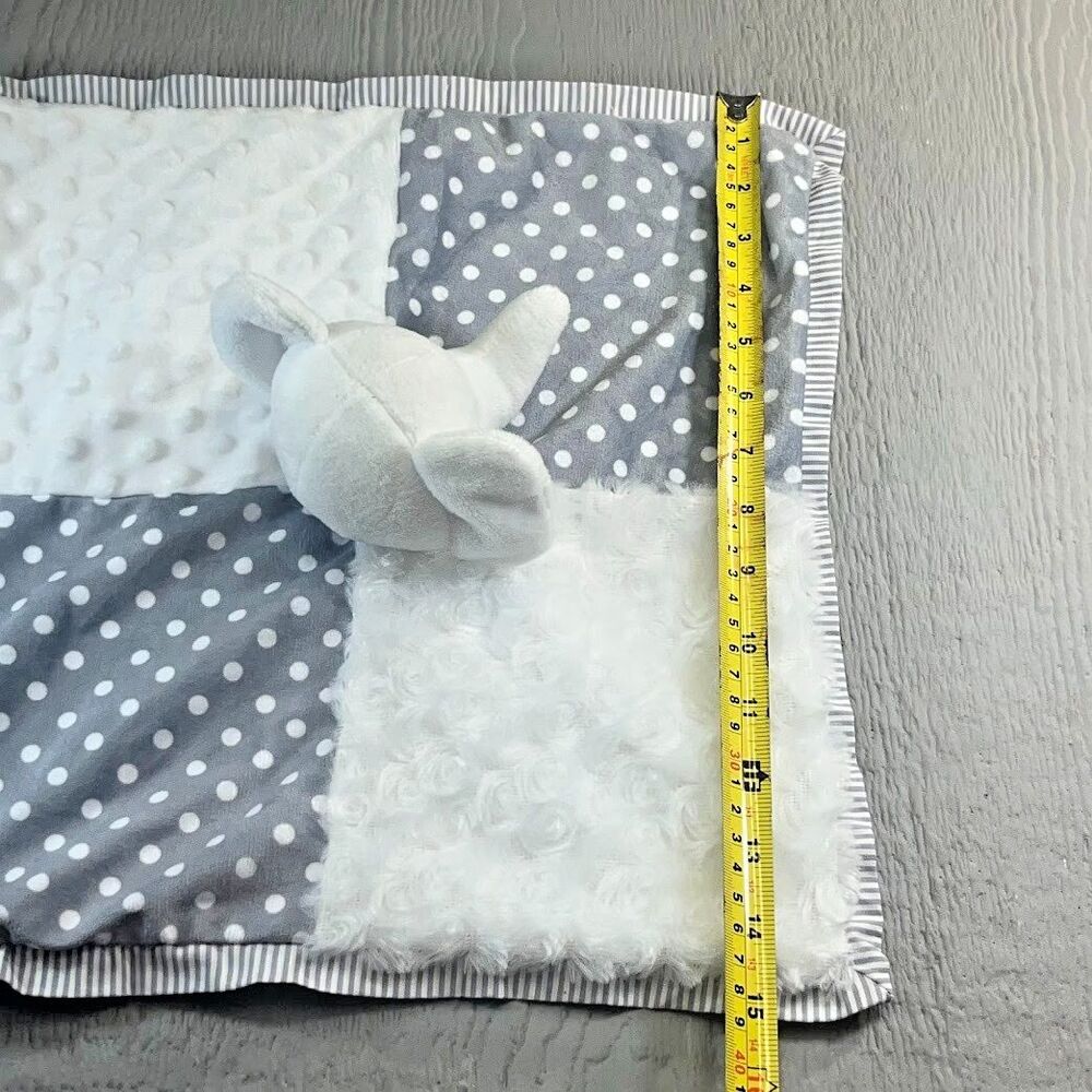 Crown & Ivy Baby Gray / White Elephant Lovey Security Blanket Fluffy & Polka Dot - Picture 6 of 12